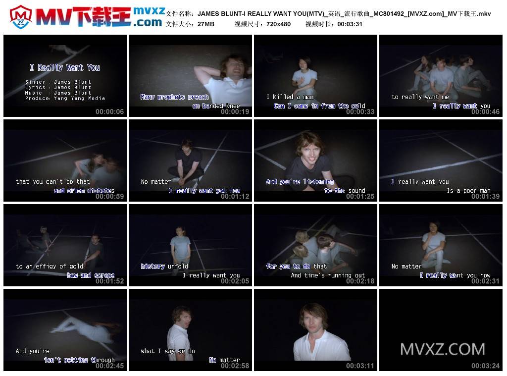 JAMES BLUNT-I REALLY WANT YOU(MTV)_英语_流行歌曲_MC801492